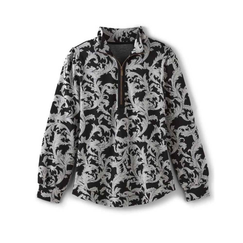 Soft Surroundings Black & Grey Winona Pullover Size Small